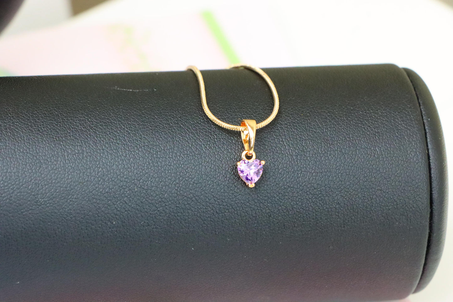 Dainty Heart Light Purple Pendant in Rose Gold, XPPT1320 (2132-2)