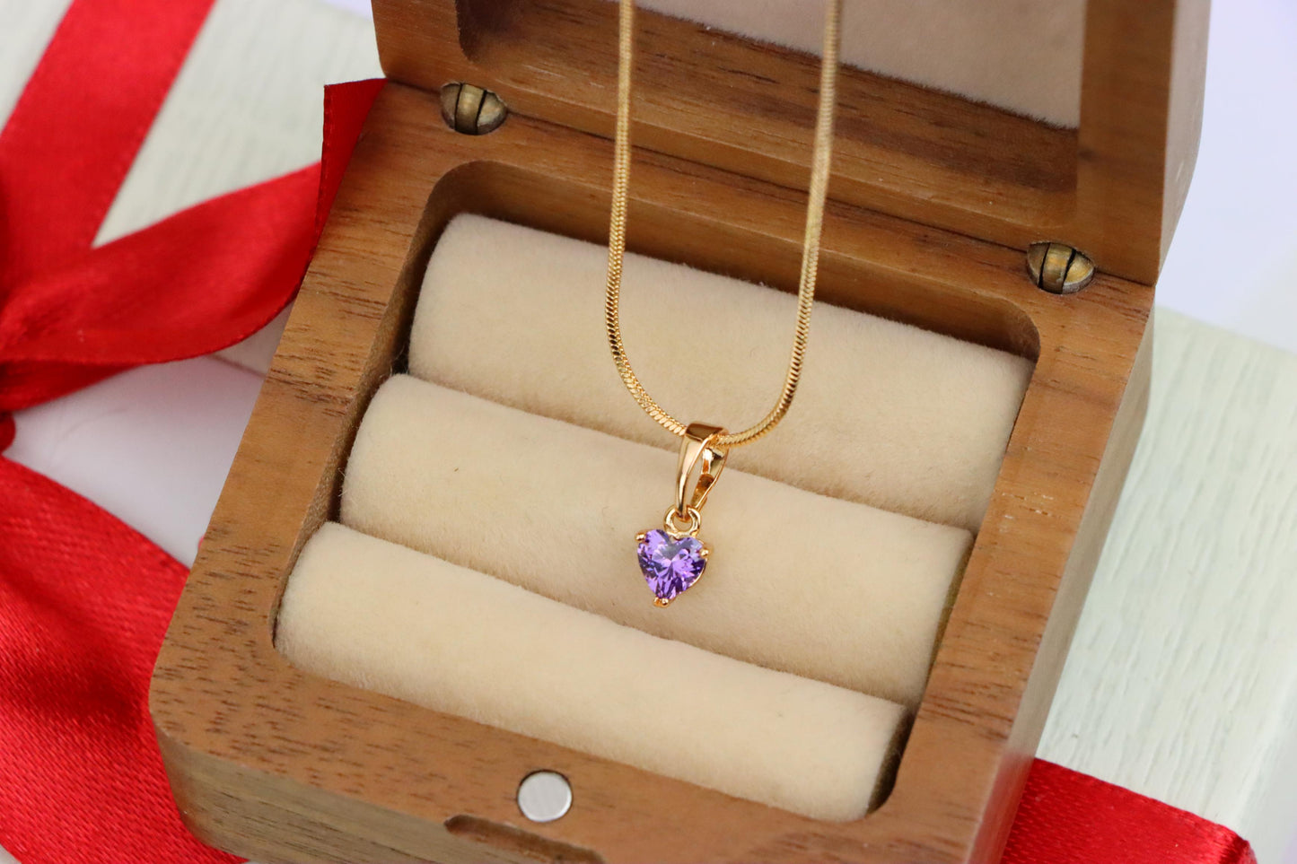 Dainty Heart Light Purple Pendant in Rose Gold, XPPT1320 (2132-2)