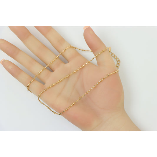 Rose Gold Chain Necklace with Textured Links Adjustable, XPNL0177 (2018-7)