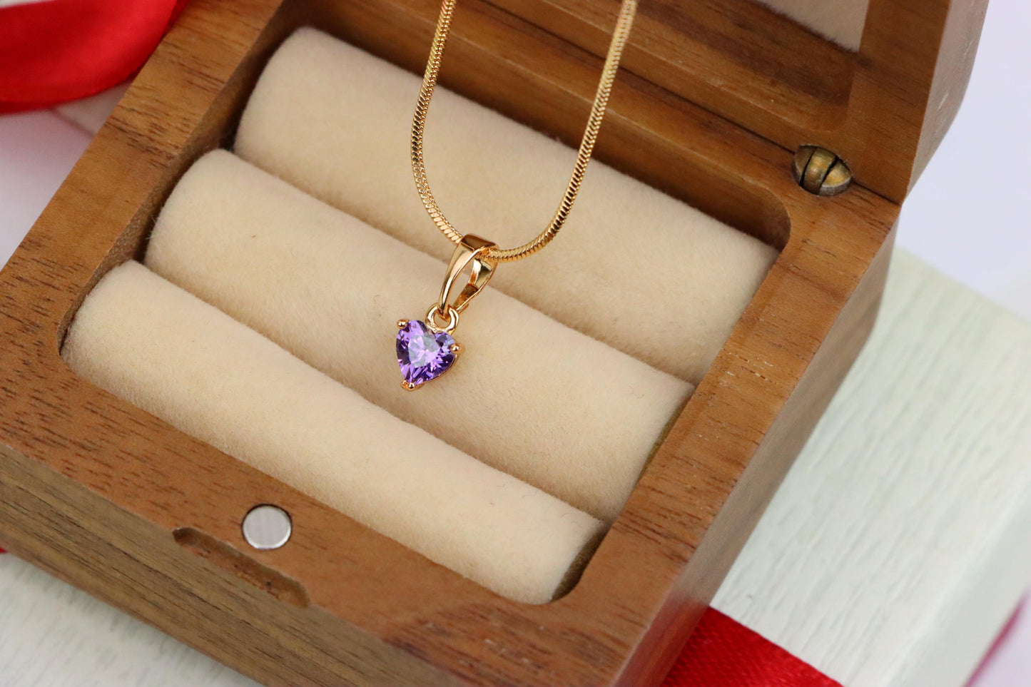 Dainty Heart Light Purple Pendant in Rose Gold, XPPT1320 (2132-2)