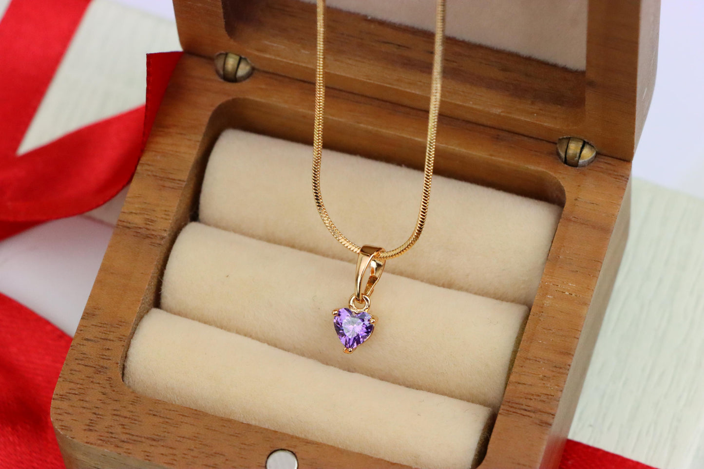 Dainty Heart Light Purple Pendant in Rose Gold, XPPT1320 (2132-2)
