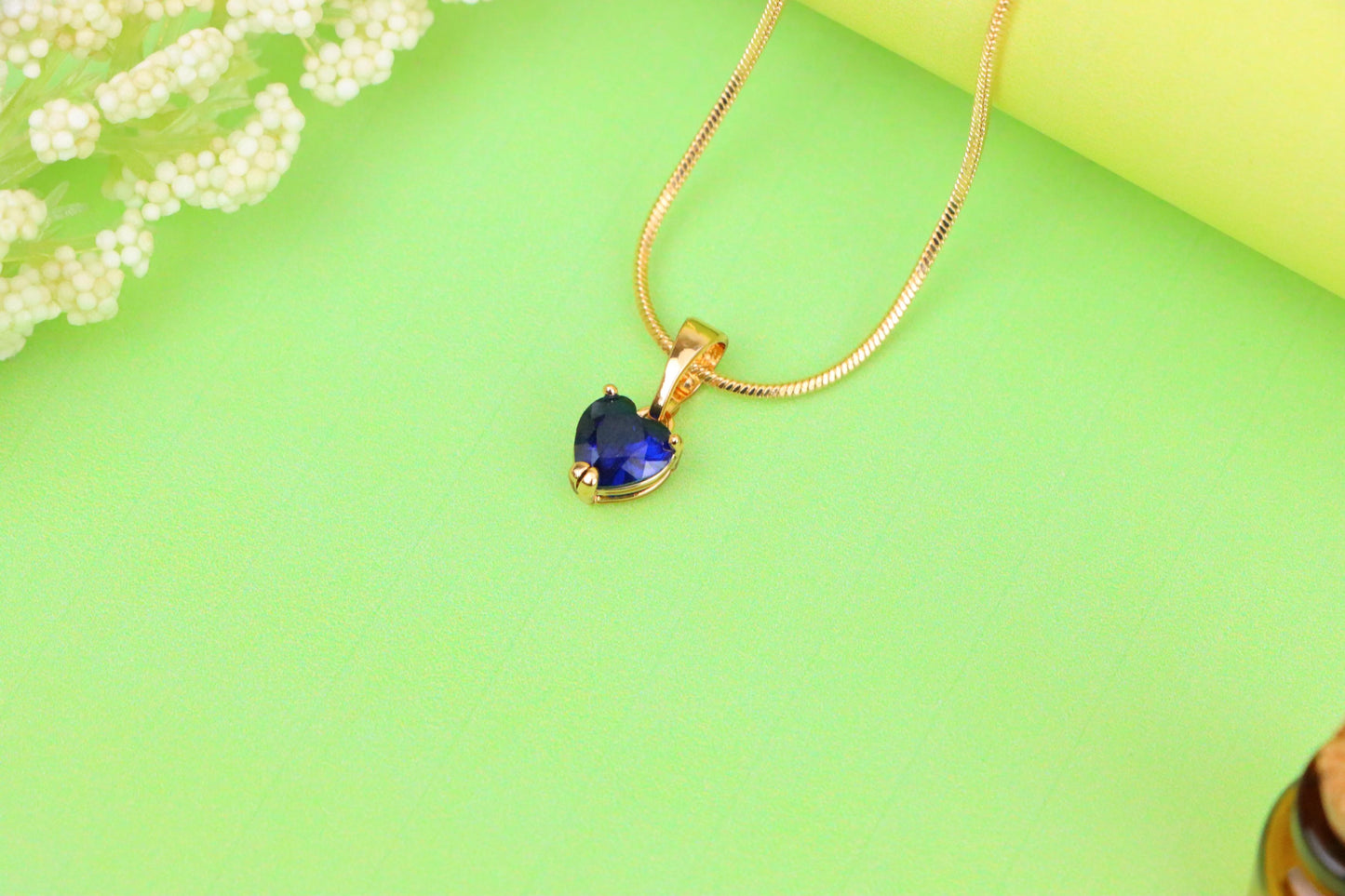 Heart-Shaped Dark Blue Pendant with Rose Gold Finish, XPPT1321 (2132-2)