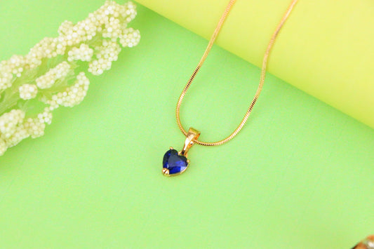 Heart-Shaped Dark Blue Pendant with Rose Gold Finish, XPPT1321 (2132-2)
