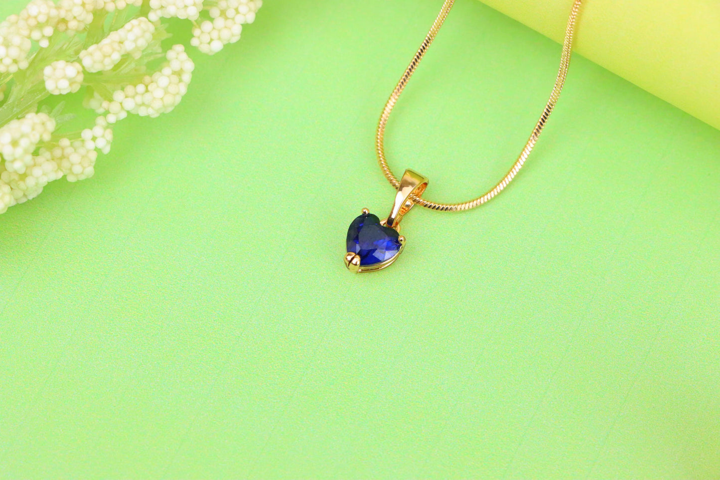 Heart-Shaped Dark Blue Pendant with Rose Gold Finish, XPPT1321 (2132-2)