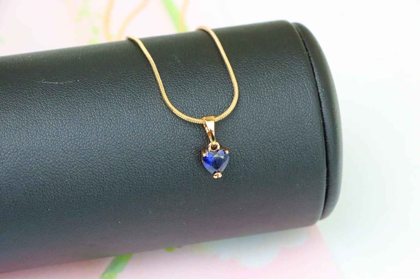 Heart-Shaped Dark Blue Pendant with Rose Gold Finish, XPPT1321 (2132-2)