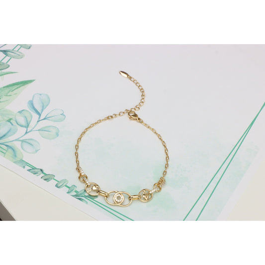 Elegant Rose Gold Bracelet with Heart and CZ Accents for Women, XPBL0628 (2063-7)