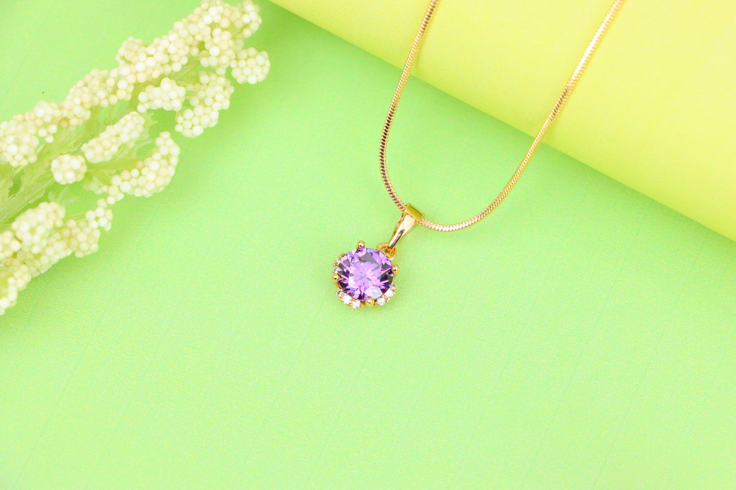 Round Purple Gem Pendant in Rose Gold, XPPT1323 (2132-4)
