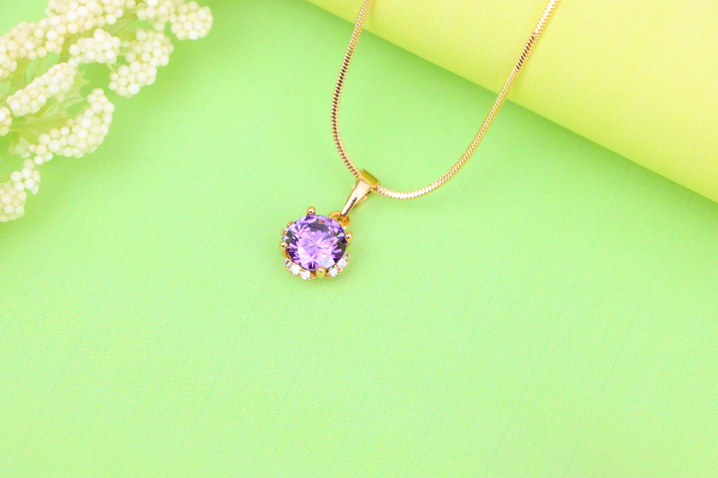 Round Purple Gem Pendant in Rose Gold, XPPT1323 (2132-4)
