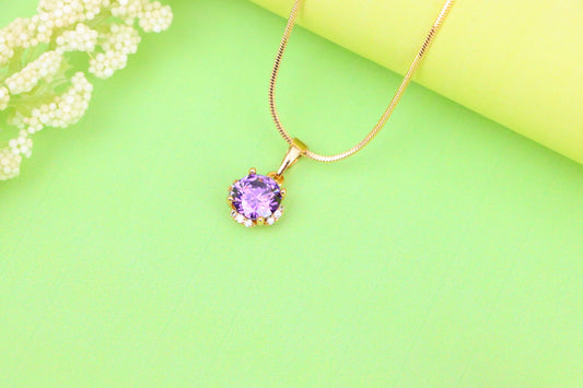 Round Purple Gem Pendant in Rose Gold, XPPT1323 (2132-4)