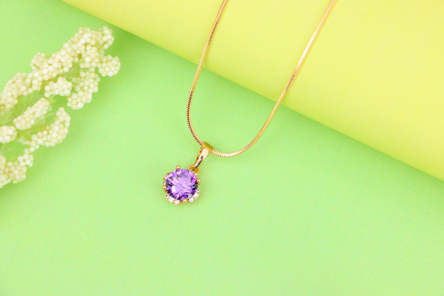 Round Purple Gem Pendant in Rose Gold, XPPT1323 (2132-4)