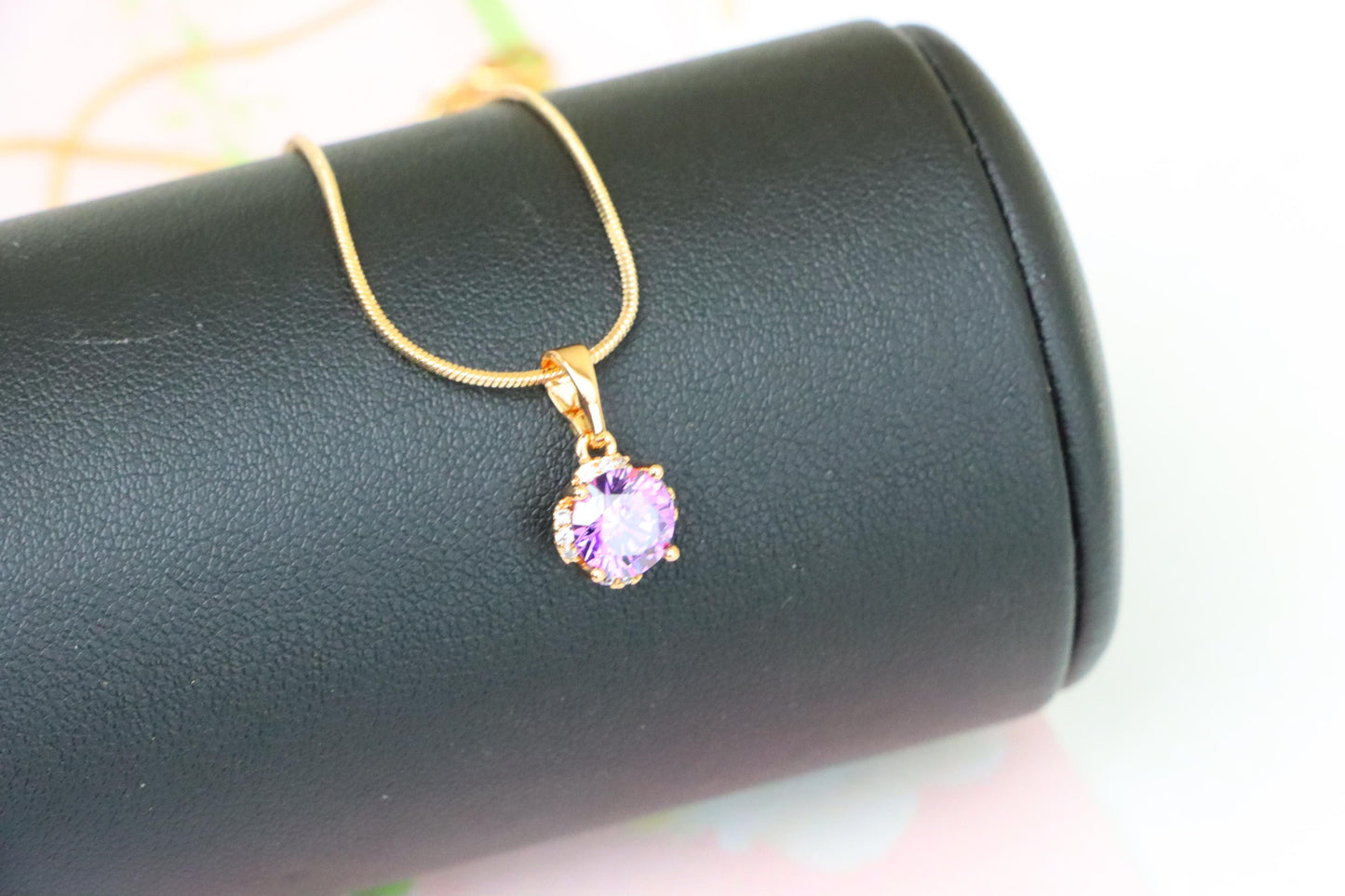 Round Purple Gem Pendant in Rose Gold, XPPT1323 (2132-4)