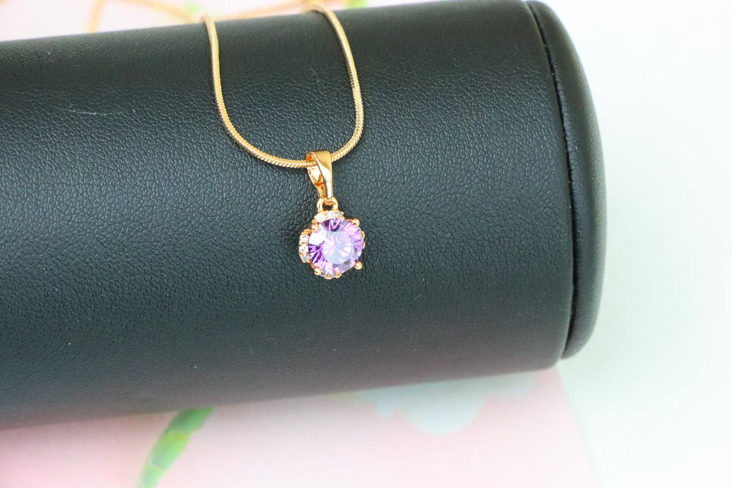 Round Purple Gem Pendant in Rose Gold, XPPT1323 (2132-4)