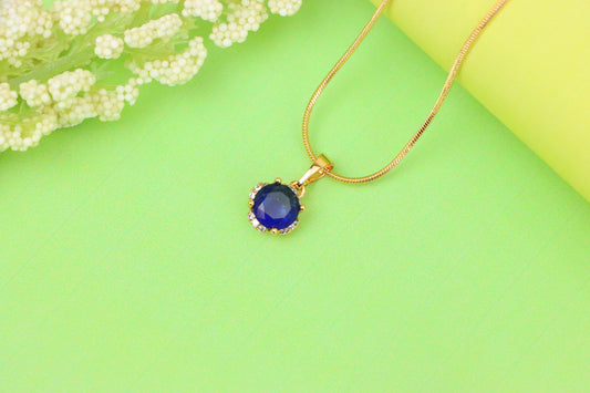 Elegant Round Blue Gemstone Pendant in Rose Gold, XPPT1324 (2132-4)