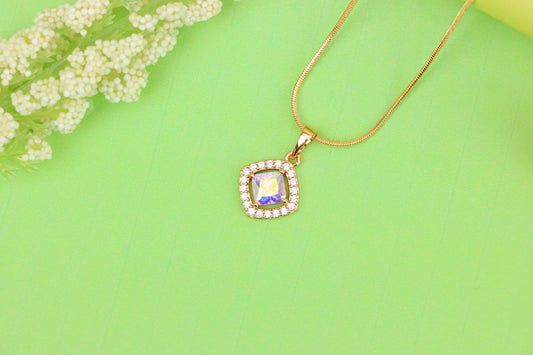 Satin White Pendant with Crystal Halo in Gold Plated Brass Finish, XPPT1790 (2153-1)