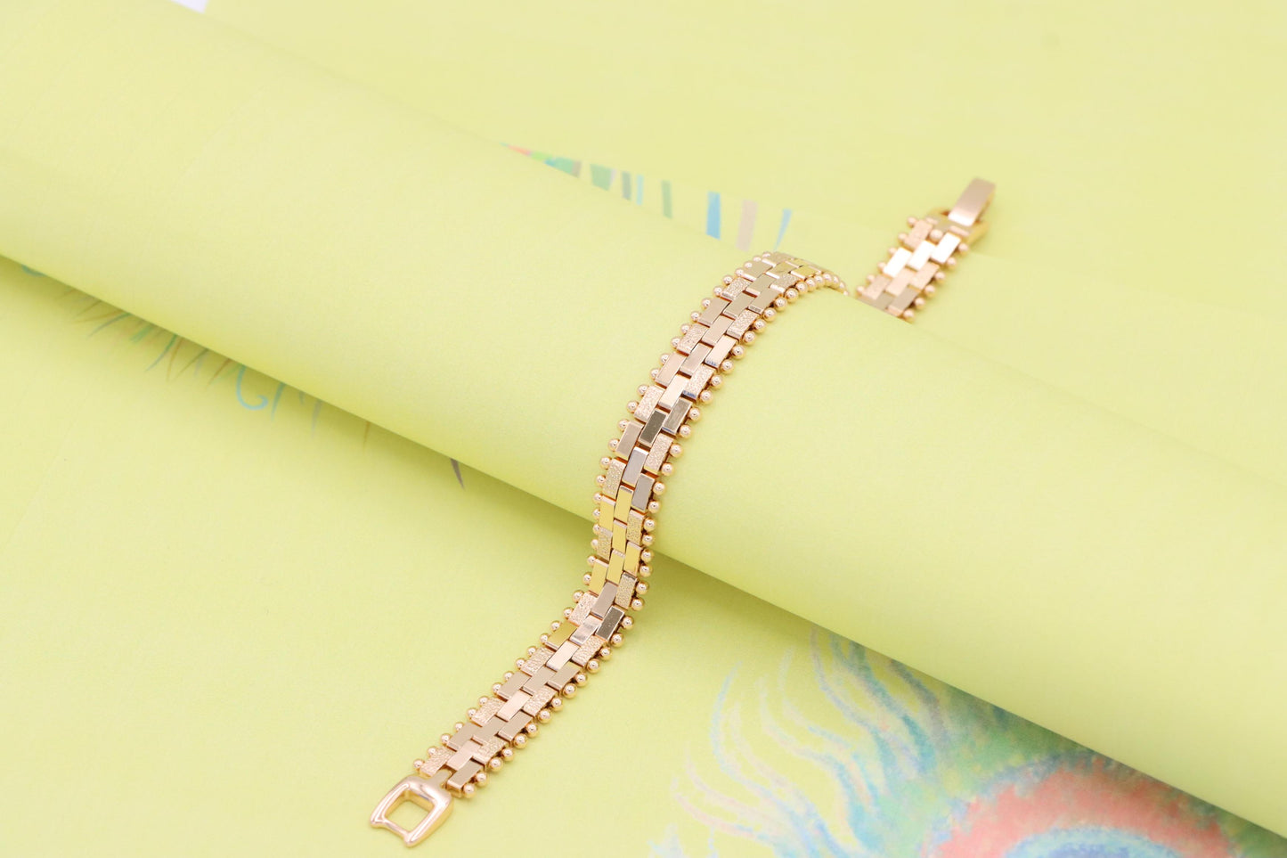 Rose Gold Textured Link Bracelet with Ball Edge, XPBL0994 (2100-3)