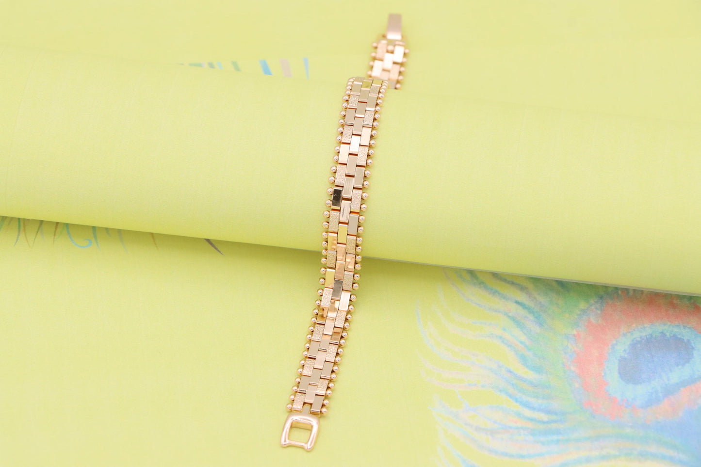 Rose Gold Textured Link Bracelet with Ball Edge, XPBL0994 (2100-3)