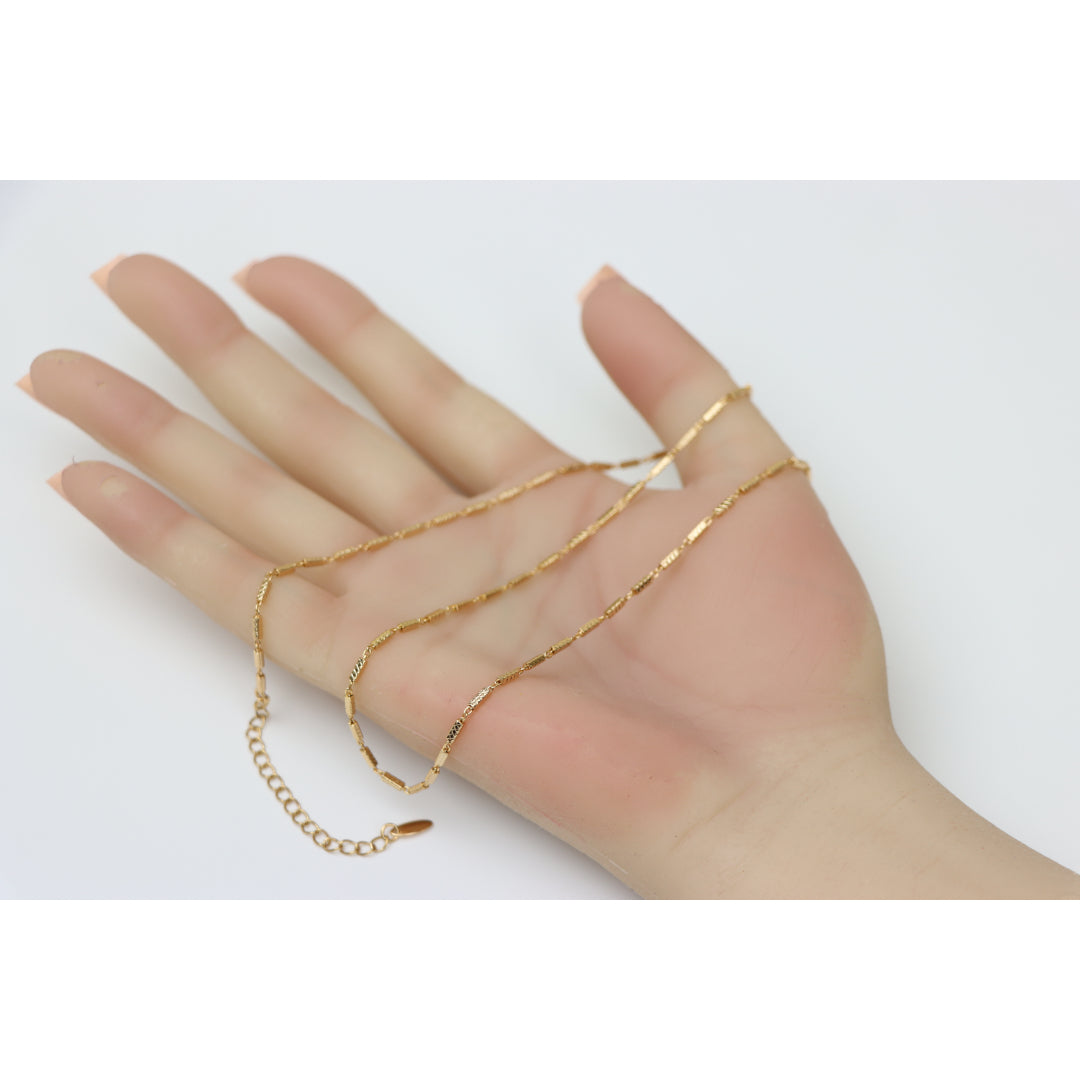 Textured Rose Gold Chain Necklace, Elegant Shine, XPNL0182 (2019-2)