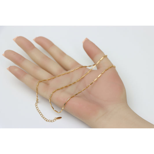 Textured Rose Gold Chain Necklace, Elegant Shine, XPNL0182 (2019-2)