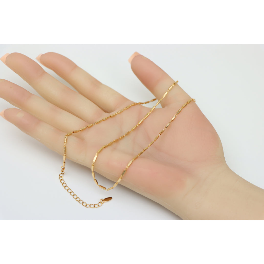 Textured Rose Gold Chain Necklace, Elegant Shine, XPNL0182 (2019-2)