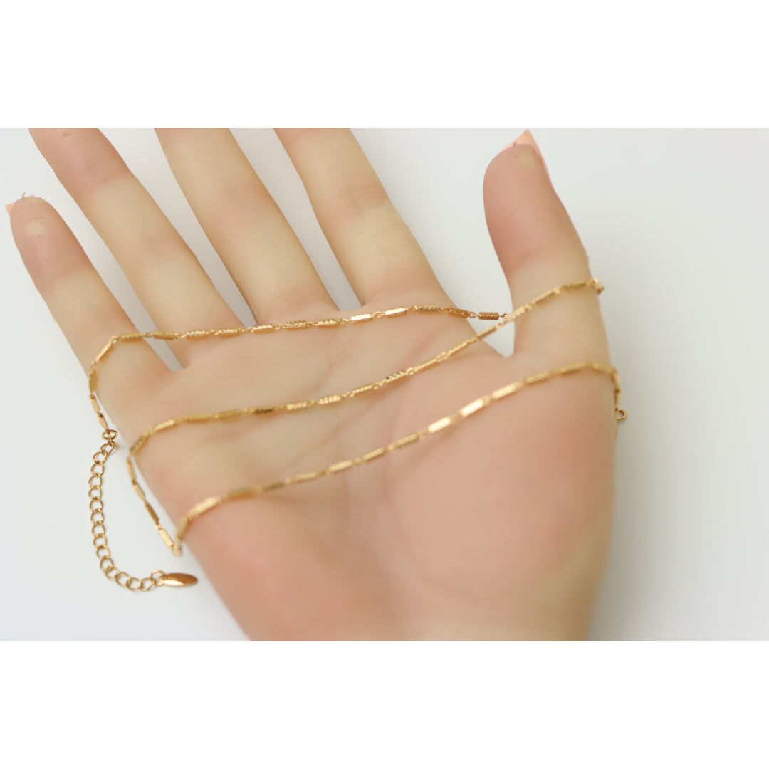 Textured Rose Gold Chain Necklace, Elegant Shine, XPNL0182 (2019-2)
