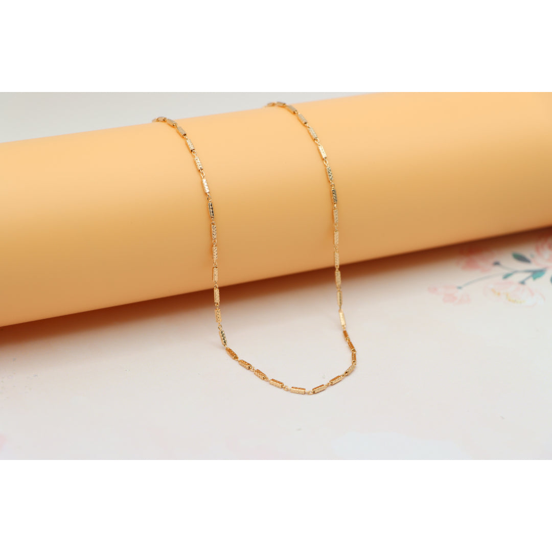 Textured Rose Gold Chain Necklace, Elegant Shine, XPNL0182 (2019-2)