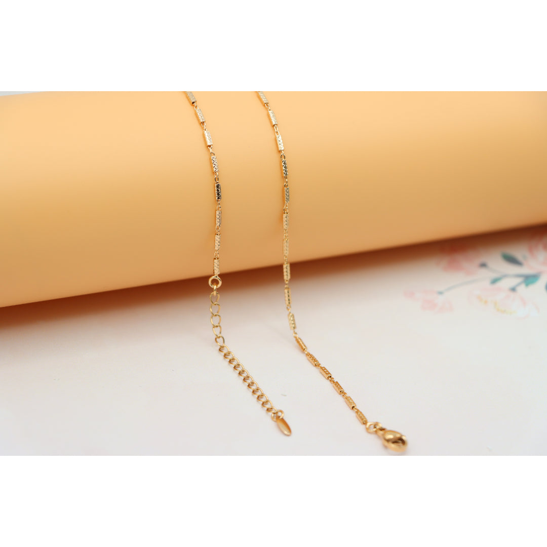 Textured Rose Gold Chain Necklace, Elegant Shine, XPNL0182 (2019-2)