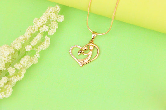 Rose Gold Mother and Child Heart Pendant with Sparkling Detail, XPPT1327 (2132-6)