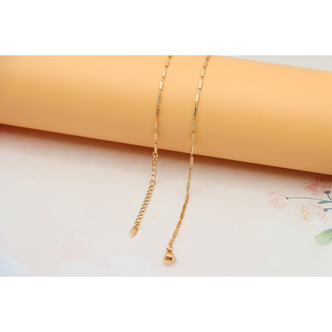 Textured Rose Gold Chain Necklace, Elegant Shine, XPNL0182 (2019-2)