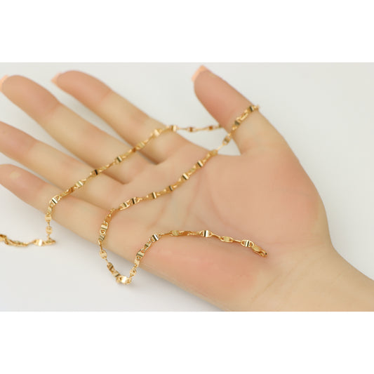 Twisted Flat Link Rose Gold Necklace, Modern Chic Chain Design, XPNL0183 (2019-3)