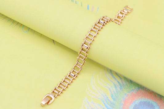 Rose Gold Textured Link Chain Bracelet in Premium Brass Finish, XPBL0998 (2100-7)