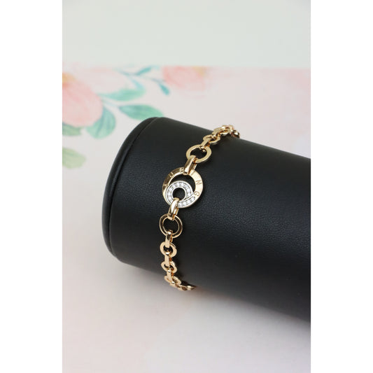 Elegant Rose Gold Bracelet with Crystal Accent, High-Quality Finish, XPBL0639 (2064-8)