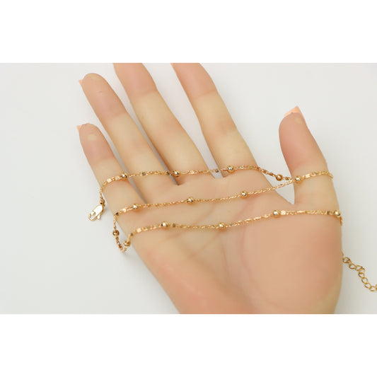 Rose Gold Beaded Chain Necklace, XPNL0189 (2019-9)