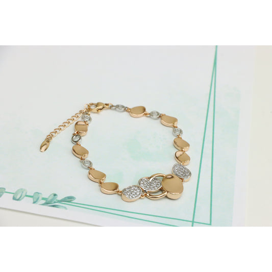Elegant Rose Gold+Silver Oval Link Bracelet with Crystal Accents, XPBL0641 (2064-10)