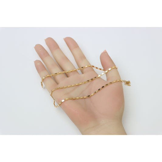 Glossy Rose Gold Flat Link Necklace, Adjustable Shine Chain, XPNL0190 (2019-10)