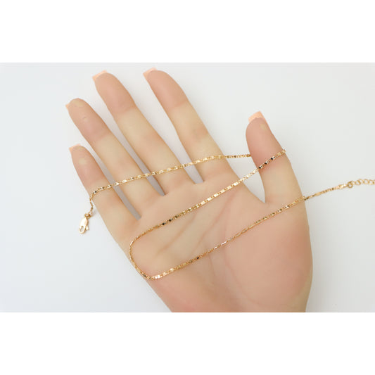Dainty Diamond-Cut Rose Gold Necklace, Adjustable Chain, XPNL0191 (2020-1)