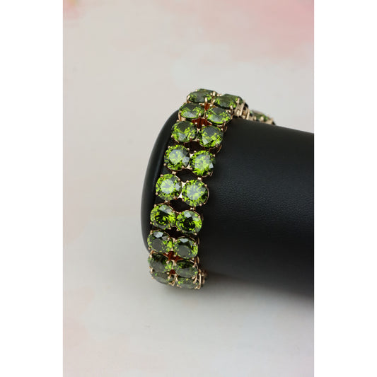Elegant Rose Gold Bracelet with Green Sparkling Stones, XPBL0643 (2065-2)