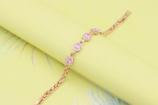 Rose Gold Bracelet with Pink Stone Accents, XPBL1006 (2101-5)