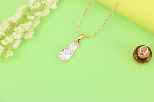 Elegant White Pendant with Sparkling Stones in Gold-Plated Finish, XPPT1805 (2153-3)