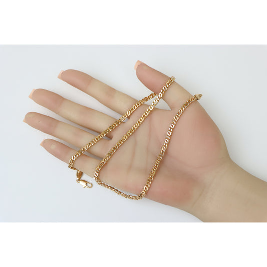 Elegant Rose Gold Necklace with Polished Oval Chain Design, XPNL0194 (2020-4)