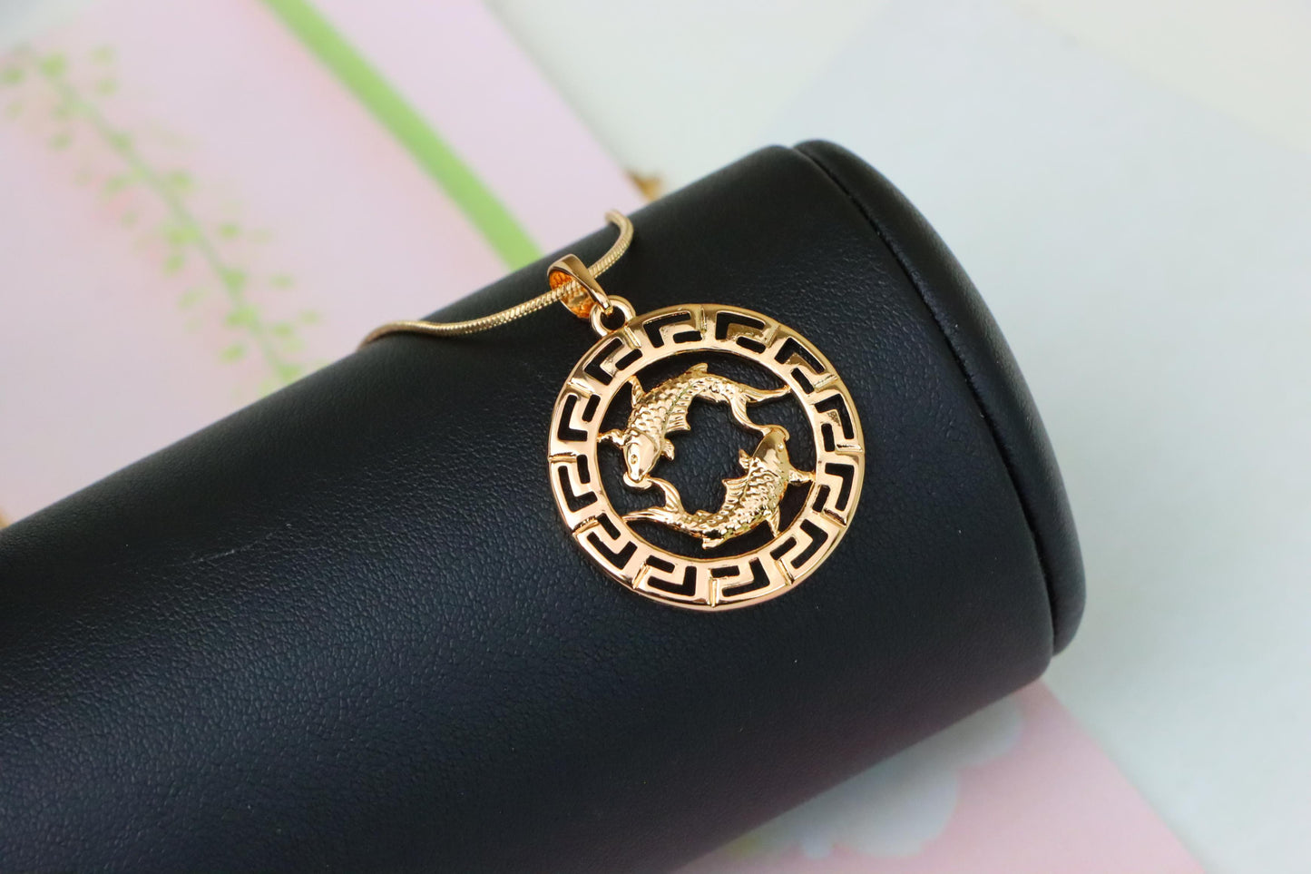 Pisces Zodiac Rose Gold Pendant in Gold Plated Brass, XPPT1339 (2132-7)