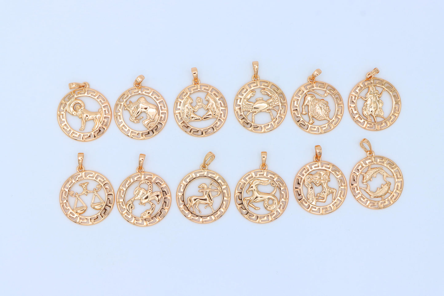Pisces Zodiac Rose Gold Pendant in Gold Plated Brass, XPPT1339 (2132-7)