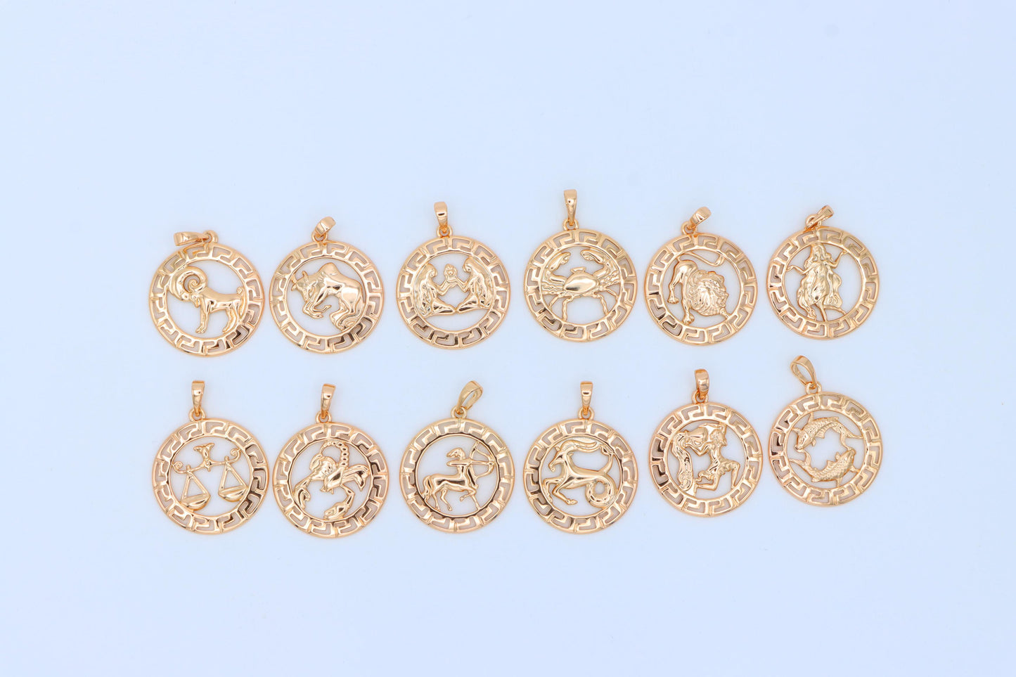 Pisces Zodiac Rose Gold Pendant in Gold Plated Brass, XPPT1339 (2132-7)