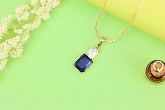 Royal Blue Pendant with Gold-Plated Finish – Elegant Sparkle Charm, XPPT1807 (2153-3)