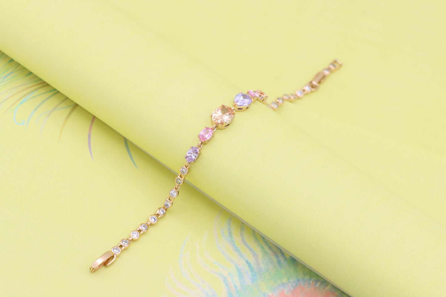 Elegant Multi-Color Crystal Rose Gold Bracelet for Women, XPBL1009 (2101-8)