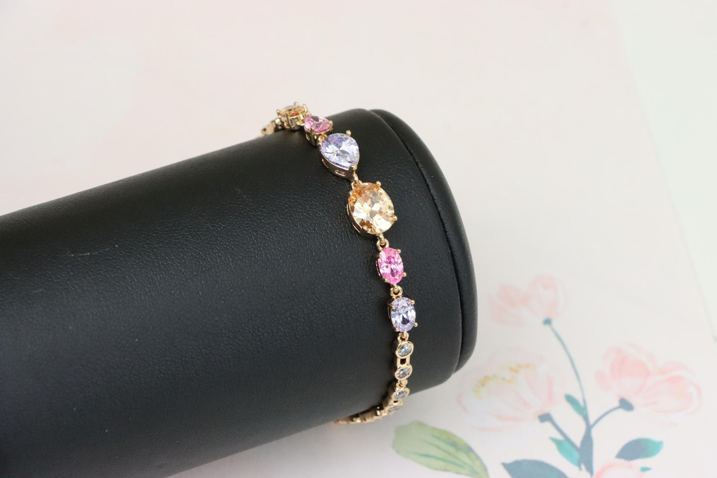 Elegant Multi-Color Crystal Rose Gold Bracelet for Women, XPBL1009 (2101-8)