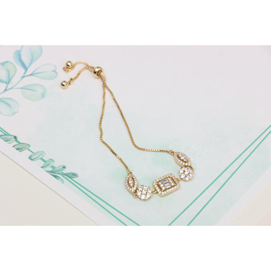 Elegant Rose Gold A-Bracelet with Sparkling Stones, Adjustable Size, XPAB0648 (2065-7)