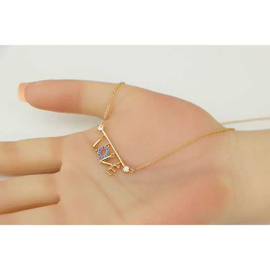 Elegant Rose Gold 'LOVE' Pendant Necklace with Dainty Chain, XPNL0197 (2020-7)