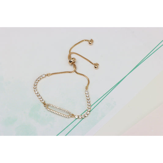 Elegant Rose Gold A-Bracelet with Sparkling Cubic Zirconia Accents, XPAB0649 (2065-8)