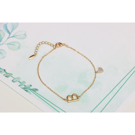 Rose Gold Bracelet with Heart Charm and Initial B Design, XPBL0650 (2065-9)