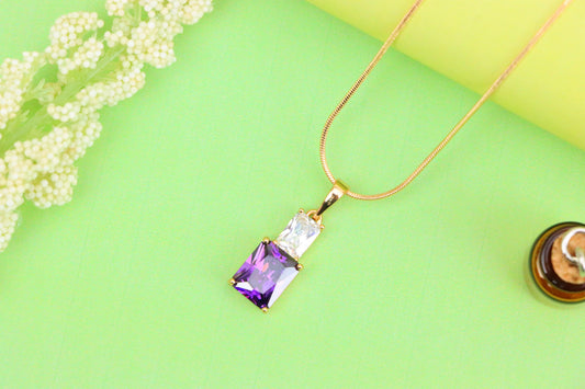 Elegant Purple Pendant with Gold-Plated Finish – Luxe &amp; Vibrant Style, XPPT1810 (2153-3)
